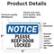 Signmission Please Keep Door Locked, 5 in W x Rectangle, Vinyl Decal OS-2PACK-NS-D-35-L-17470 - alternate 3